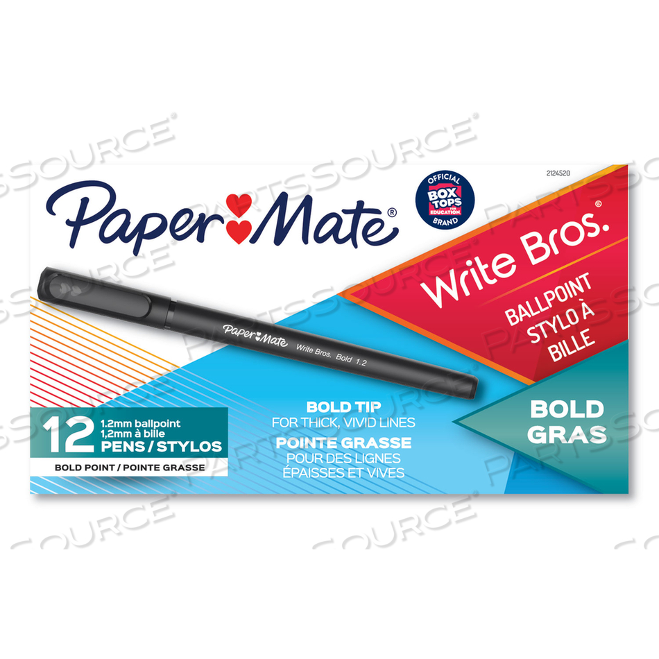 WRITE BROS. BALLPOINT PEN, STICK, BOLD 1.2 MM, BLACK INK, BLACK BARREL by Paper Mate