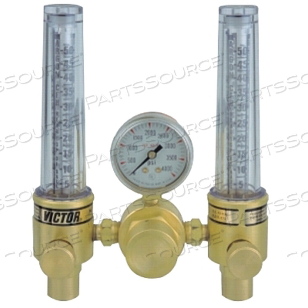 DFM DUAL FLOWMETER REGULATOR, ARGON, HELIUM, CGA 580, 3,000 PSIG INLET by Victor