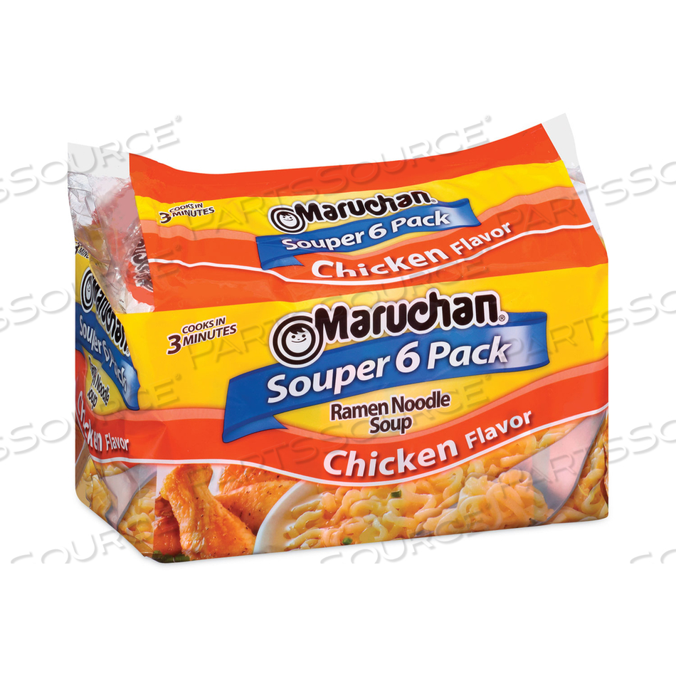 RAMEN NOODLE SOUP CHICKEN FLAVOR SOUPER 6 PACK, 18 OZ, 4 PACKS/CARTON 