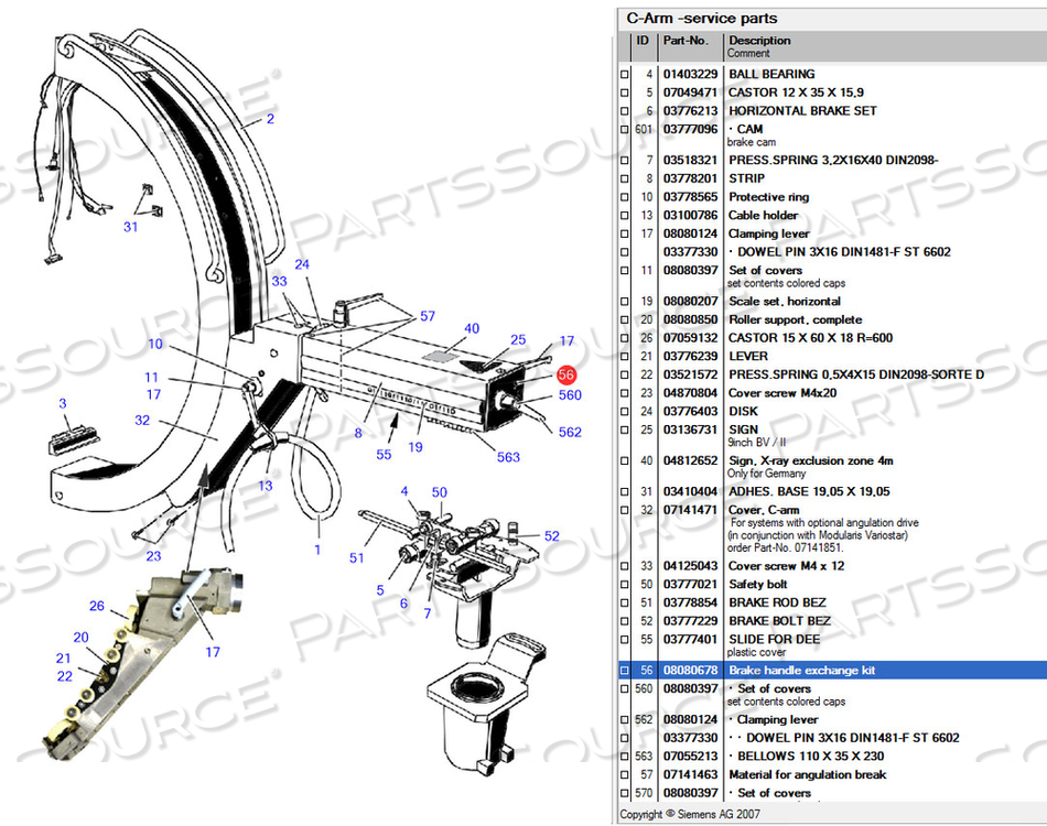 EXCHANGE KIT, BRAKE HANDLE EXCHANGE KIT, FOR USE WITH: FOR C-ARM MACHINE by Siemens Medical Solutions