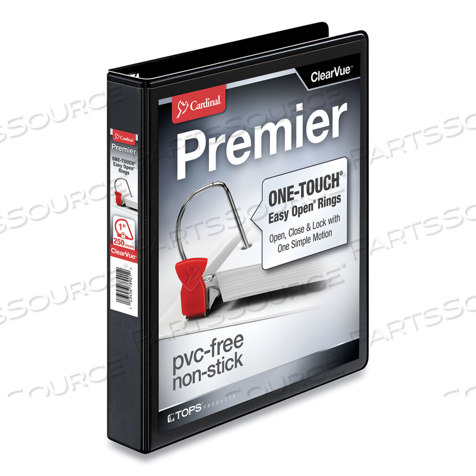 PREMIER EASY OPEN CLEARVUE LOCKING SLANT-D RING BINDER, 3 RINGS, 1" CAPACITY, 11 X 8.5, BLACK by Cardinal