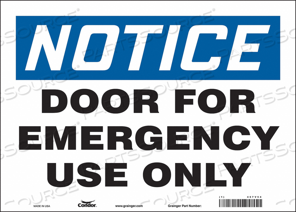 SAFETY SIGN EMERGENCY EXIT, HORIZONTAL RECTANGLE, NUMBER OF PRINTED SIDES 1, ENGLISH, SIGN LEGEND DOOR FOR EMERGENCY USE ONLY, SIGN LEGEND B by Condor SAFETY SIGN EMERGENCY EXIT, HORIZONTAL RECTANGLE, NUMBER OF PRINTED SIDES 1, ENGLISH, SIGN LEGEND DOOR FOR EMERGENCY USE ONLY, SIGN LEGEND B by Condor