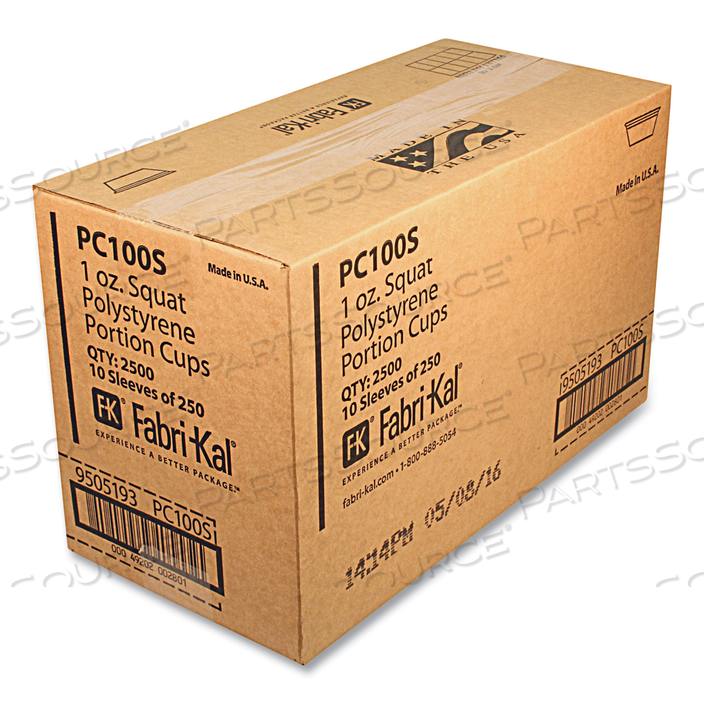 PORTION CUPS, SQUAT, 1 OZ, TRANSLUCENT, 125/SLEEVE by Fabrikal