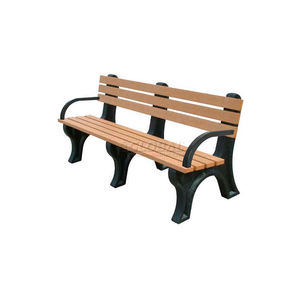 ECONO-MIZER 6 FT. BACKED BENCH WITH ARMS, CEDAR BENCH/BROWN FRAME by Polly Products