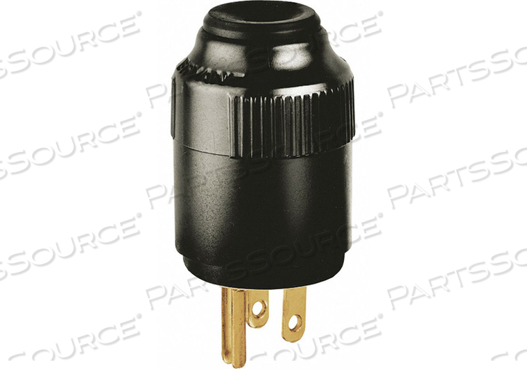 STRAIGHT BLADE PLUG, 5-15P, 15 A, 125V AC, BLACK, 2 POLES, SCREW TERMINALS, 5-15 by Hubbell Power Systems STRAIGHT BLADE PLUG, 5-15P, 15 A, 125V AC, BLACK, 2 POLES, SCREW TERMINALS, 5-15 by Hubbell Power Systems
