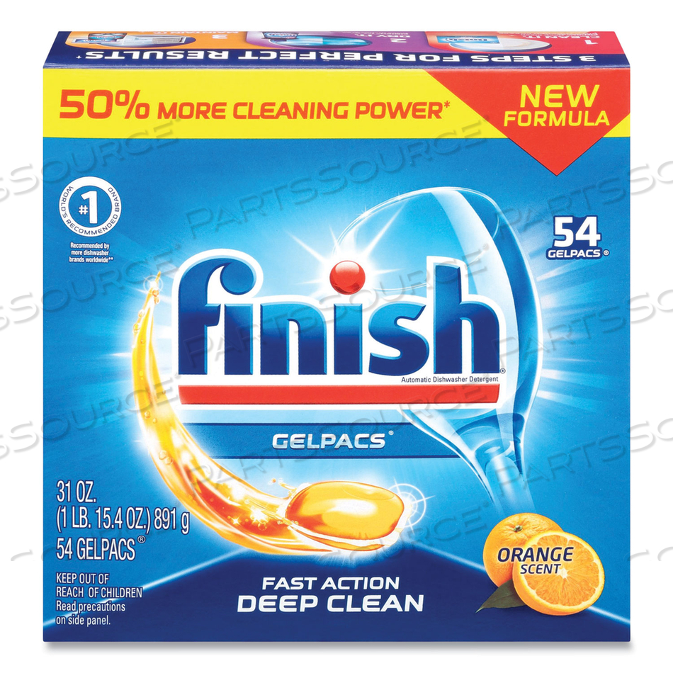 DISH DETERGENT GELPACS, ORANGE SCENT, 54/BOX by Finish