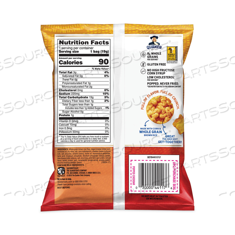 RICE CRISPS, CHEDDAR CHEESE, 0.67 OZ BAG, 60 BAGS/BOX 