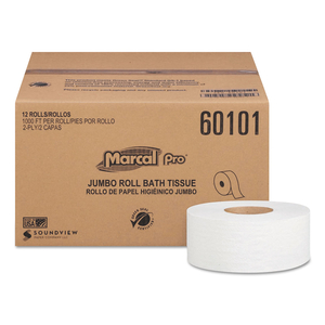 100% RECYCLED BATHROOM TISSUE, SEPTIC SAFE, 2-PLY, WHITE, 3.3" X 1,000 FT, 12 ROLLS/CARTON by Marcal 100% RECYCLED BATHROOM TISSUE, SEPTIC SAFE, 2-PLY, WHITE, 3.3" X 1,000 FT, 12 ROLLS/CARTON by Marcal