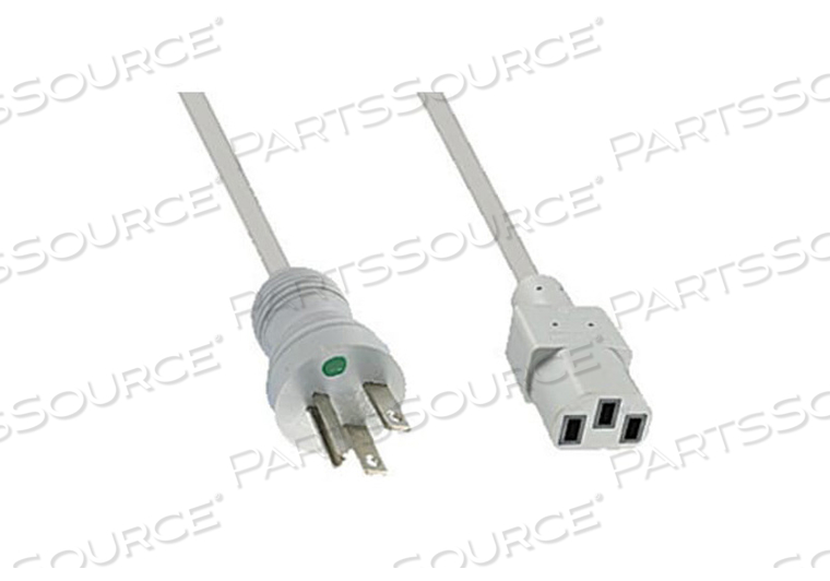 10FT 18 AWG NEMA 5-15P - C13 HOSPITAL GRADE POWER CORD - GREY by Qualtek Electronics Corp 10FT 18 AWG NEMA 5-15P - C13 HOSPITAL GRADE POWER CORD - GREY by Qualtek Electronics Corp