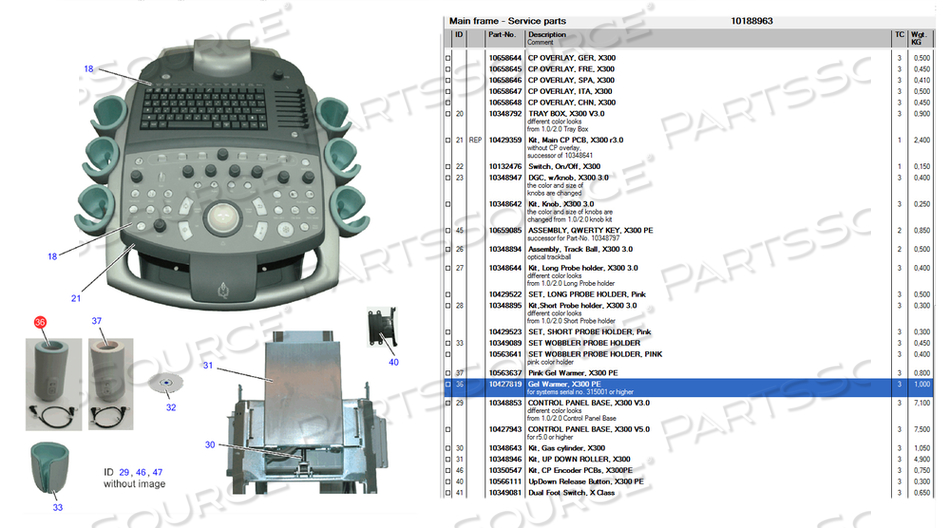 GEL WARMER, X300PE INTEGRATED, FOR USE WITH: FOR GENERAL ULTRASOUND by Siemens Medical Solutions