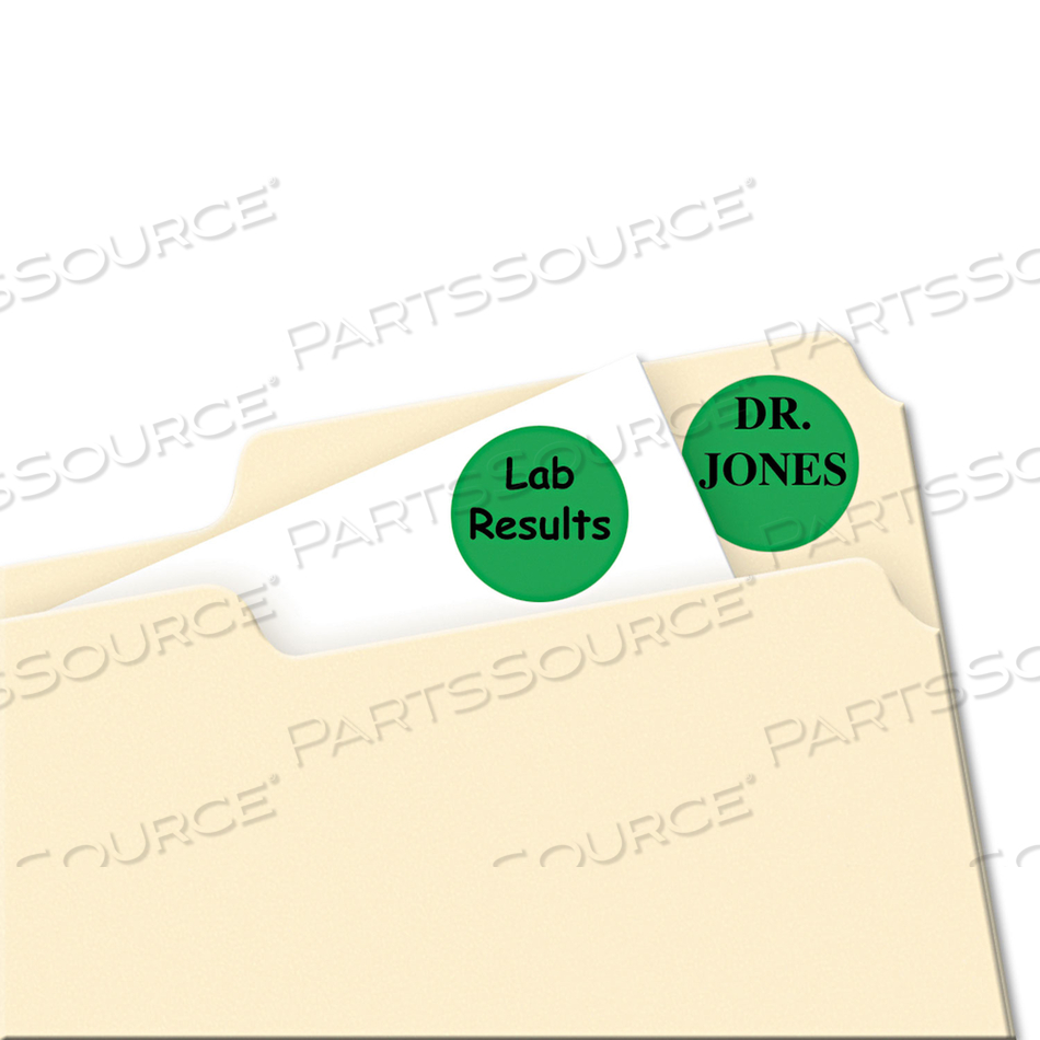 PRINTABLE SELF-ADHESIVE REMOVABLE COLOR-CODING LABELS, 0.75" DIA, GREEN, 24/SHEET, 42 SHEETS/PACK, (5463) by Avery PRINTABLE SELF-ADHESIVE REMOVABLE COLOR-CODING LABELS, 0.75" DIA, GREEN, 24/SHEET, 42 SHEETS/PACK, (5463) by Avery