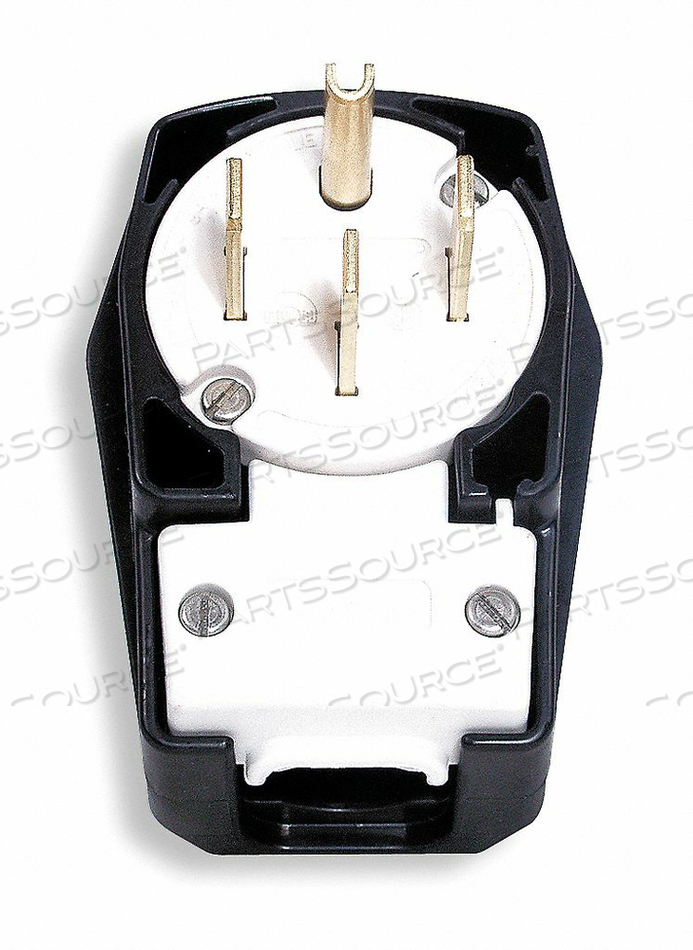 STRAIGHT BLADE ANGLE PLUG, 50A, 125/250V, 2P 3W NYLON BLACK & WHITE by Hubbell Incorporated, Wiring Device-Kellums