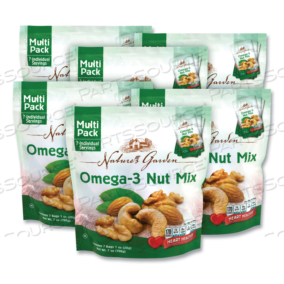 OMEGA-3 NUT MIX, 1 OZ POUCH, 7 POUCHES/PACK, 6 PACKS/BOX 