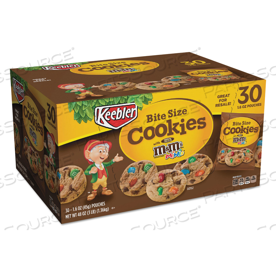 MINI COOKIE SNACK PACKS, CHOCOLATE CHIP/MANDMS, 1.6 OZ POUCH, 30 POUCHES/CARTON 