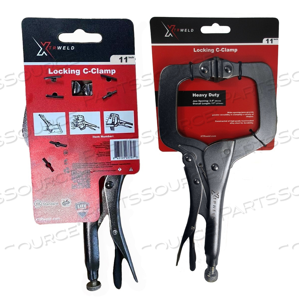 TPLS11SP XTRWELD 11 IN PLIERS, C, LOCKING, S-PAD, STEEL BLACK NICKEL CHROME by XTRweld