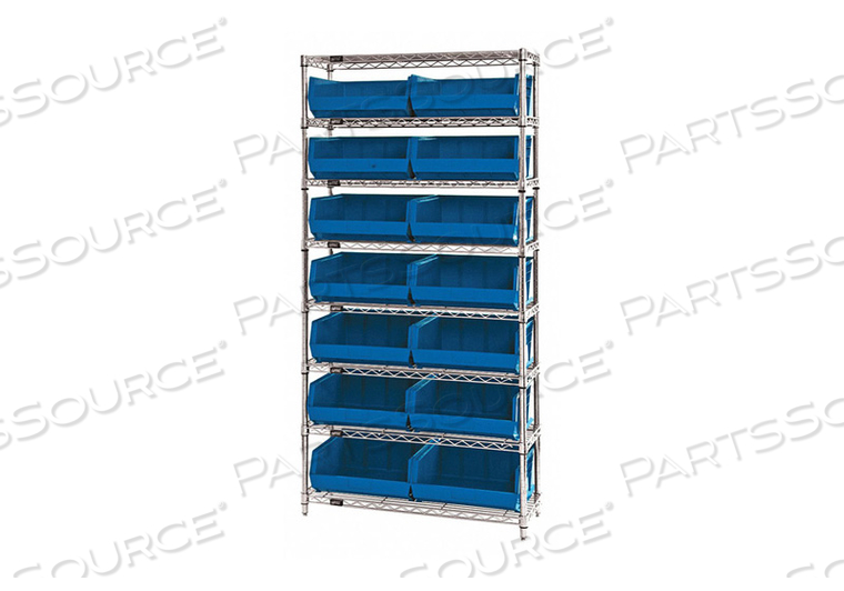 G7067 BIN SHELVING 74 OVERALL H 14 BINS BLUE by Quantum Storage Systems G7067 BIN SHELVING 74 OVERALL H 14 BINS BLUE by Quantum Storage Systems