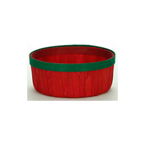 1 PECK SHALLOW WOOD BASKET WITH RED & GREEN BANDS 12 PC - NATURAL by Texas Basket Co.