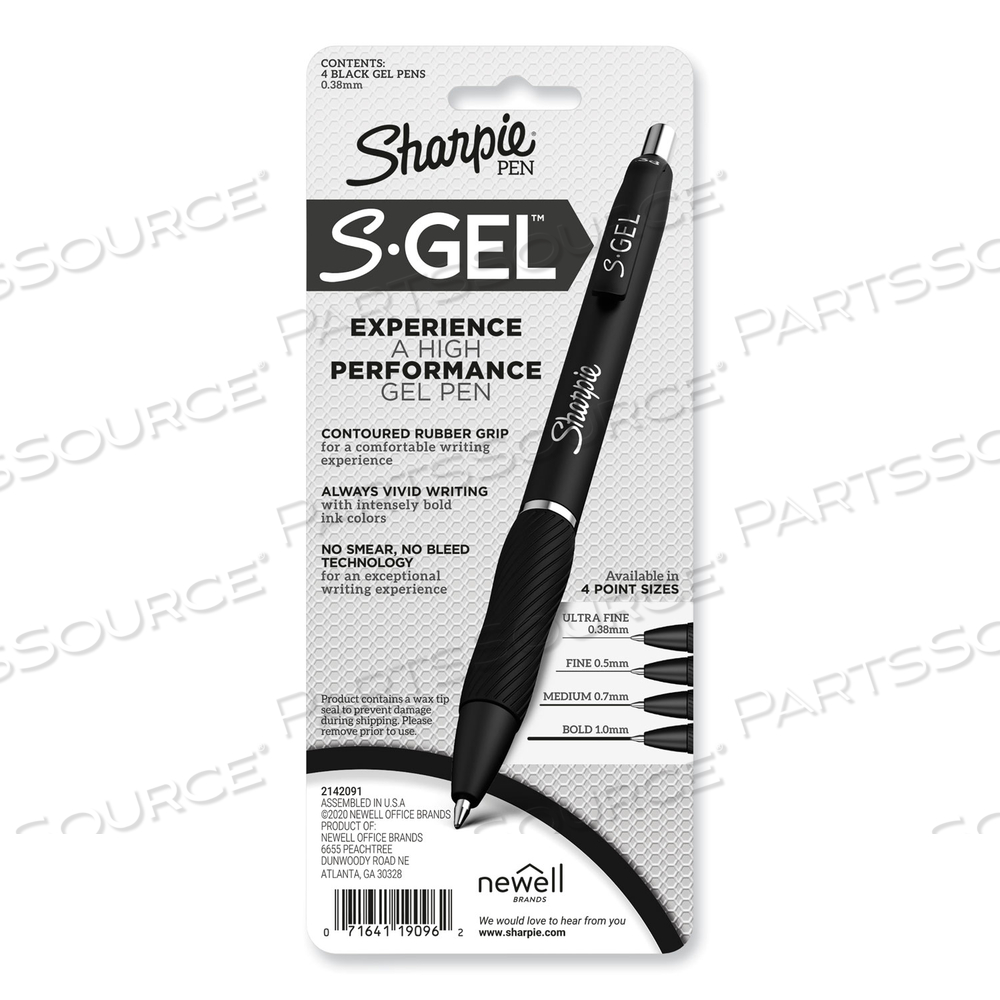 S-GEL HIGH-PERFORMANCE GEL PEN, RETRACTABLE, EXTRA-FINE 0.38 MM, BLACK INK, BLACK BARREL by Sharpie