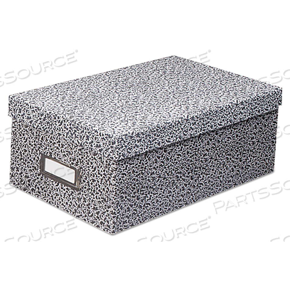 REINFORCED BOARD CARD FILE, LIFT-OFF COVER, HOLDS 1,200 3 X 5 CARDS, 5.13 X 11 X 3.63, BLACK/WHITE by Oxford