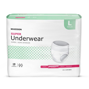 SUPER MODERATE ABSORBENT UNDERWEAR, LARGE (18 PER BAG) by McKesson