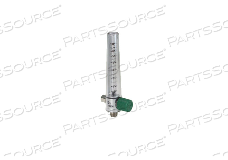 COMPACT FLOWMETER, 0 TO 8 LPM, 1/8 IN NPTF, 50 PSI, OXYGEN, POLYCARBONATE, +/-0.25 LPM, 70 DEG F by Precision Medical, Inc.
