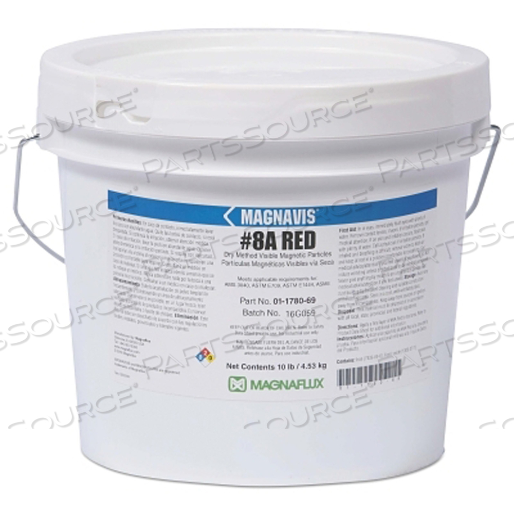 MAGNAVIS DRY METHOD NON-FLUORESCENT MAGNETIC POWDER, 45 LB, PAIL, RED by Magnaflux MAGNAVIS DRY METHOD NON-FLUORESCENT MAGNETIC POWDER, 45 LB, PAIL, RED by Magnaflux
