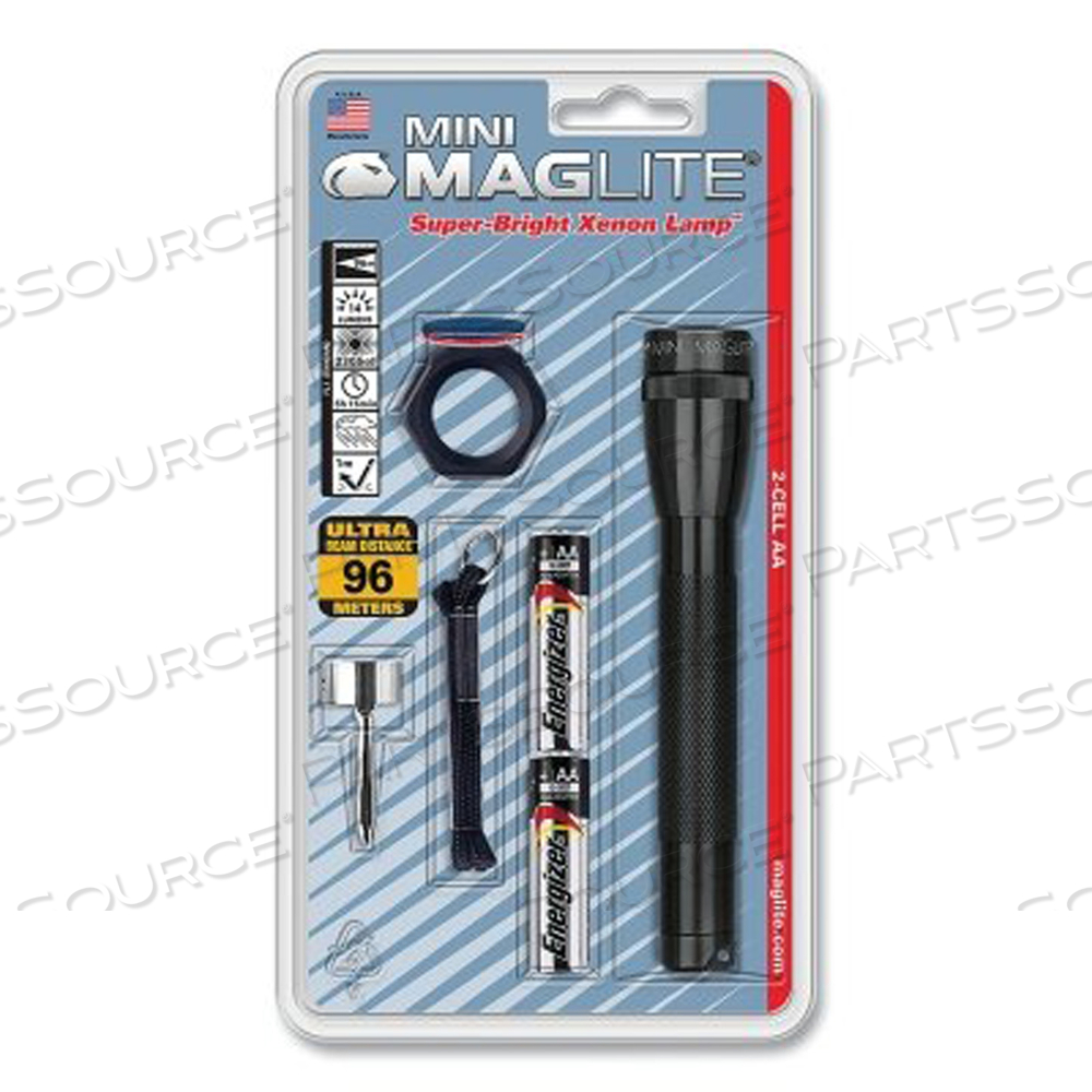 MINI MAGLITE AA FLASHLIGHT, 2 AA, 14 LUMENS, BLACK, COMBO PACK by Maglite