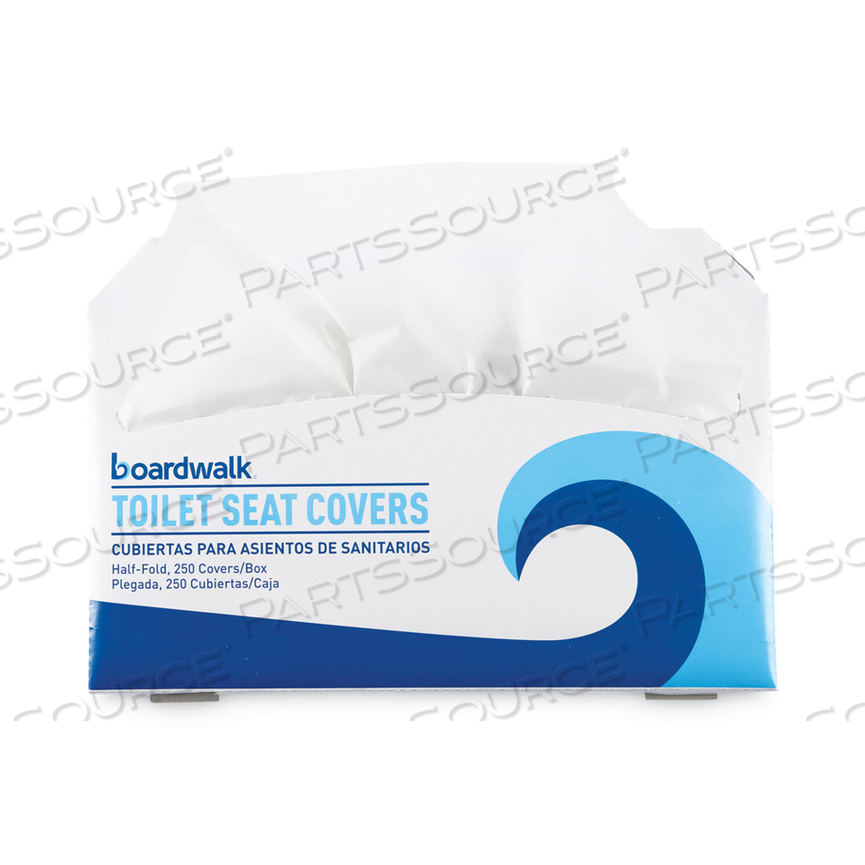 PREMIUM HALF-FOLD TOILET SEAT COVERS, 15 X 10, WHITE, 250 COVERS/SLEEVE by Boardwalk PREMIUM HALF-FOLD TOILET SEAT COVERS, 15 X 10, WHITE, 250 COVERS/SLEEVE by Boardwalk