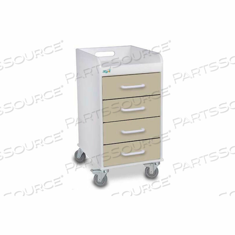 COMPACT 4 DRAWER LOCKING MEDICAL CART, ALMOND BEIGE, 14"W X 19"D X 27"H by TrippNT, Inc