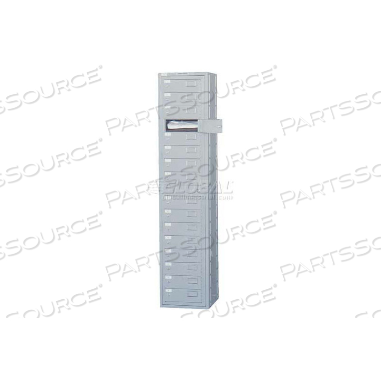 16 DOOR FOLDED GARMENT LOCKER W/TURN KNOB LOCKS, 16-1/2"WX16"DX77-1/2"H, GRAY, ASSEMBLED by Penco Products