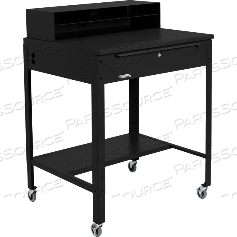 MOBILE SHOP DESK - PIGEONHOLE RISER 34-1/2 X 30 X 38 FLAT SURFACE - BLACK by Approved Vendor