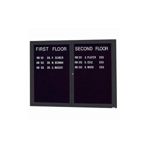 2 DOOR LETTER BOARD CABINET BLACK POWDER COAT - 48"W X 36"H by Aarco Products