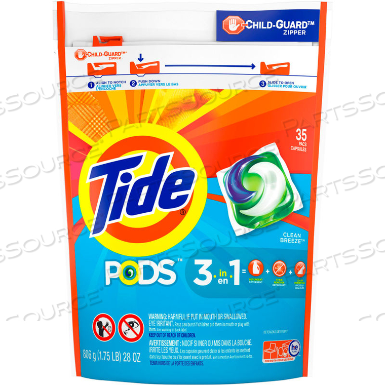 PODS DETERGENT PACKS, 35 PODS/CONTAINER, 4 CONTAINERS - 93126 