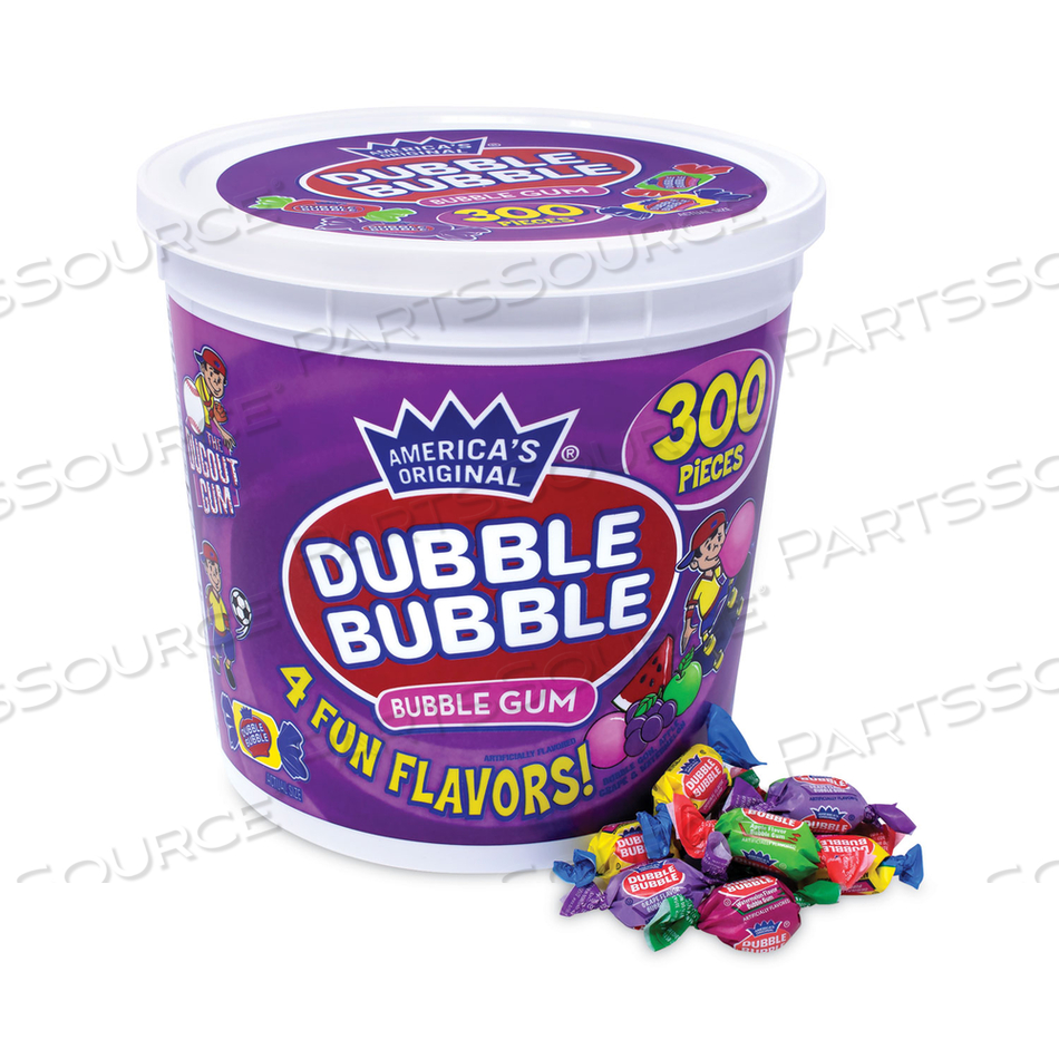 BUBBLE GUM ASSORTED FLAVOR TWIST TUB, 300 PIECES/TUB 