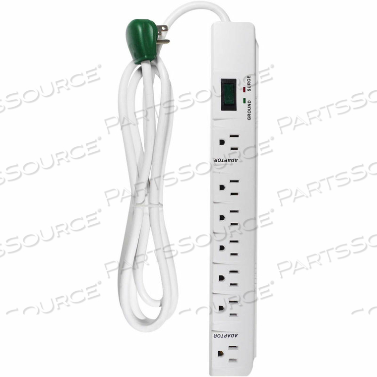 GOGREEN POWER, 7 OUTLET SURGE PROTECTOR - 6 FT CORD - WHITE by Perf Power Go Green GOGREEN POWER, 7 OUTLET SURGE PROTECTOR - 6 FT CORD - WHITE by Perf Power Go Green