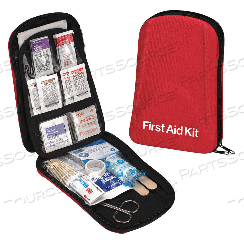 FIRST AID KIT AND HOUSING, GEN PURPOSE, 1 PEOPLE SERVED, 85 COMPONENTS, FABRIC by Approved Vendor