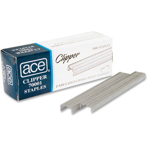 UNDULATED STAPLES, FOR USE WITH 07020 CLIPPER PLIER STAPLERS, 210 PER STRIP, 5000/BOX by Ace Office Products