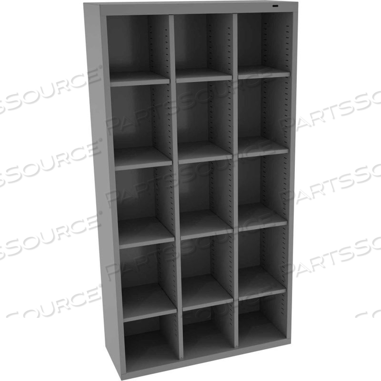 CUBBY LOCKER - WELDED 34-1/2"W X 13-1/2"D X 66"H 15 COMPARTMENTS MEDIUM GRAY by Tennsco Corp. CUBBY LOCKER - WELDED 34-1/2"W X 13-1/2"D X 66"H 15 COMPARTMENTS MEDIUM GRAY by Tennsco Corp.
