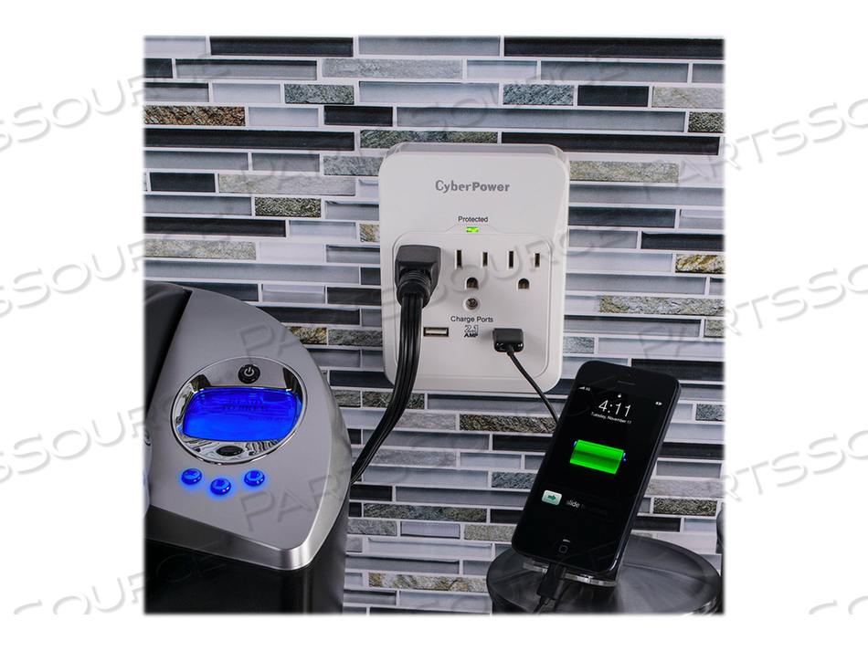 PROFESSIONAL SERIES CSP300WUR1, SURGE PROTECTOR, AC 125 V, OUTPUT CONNECTORS: 3 by CyberPower