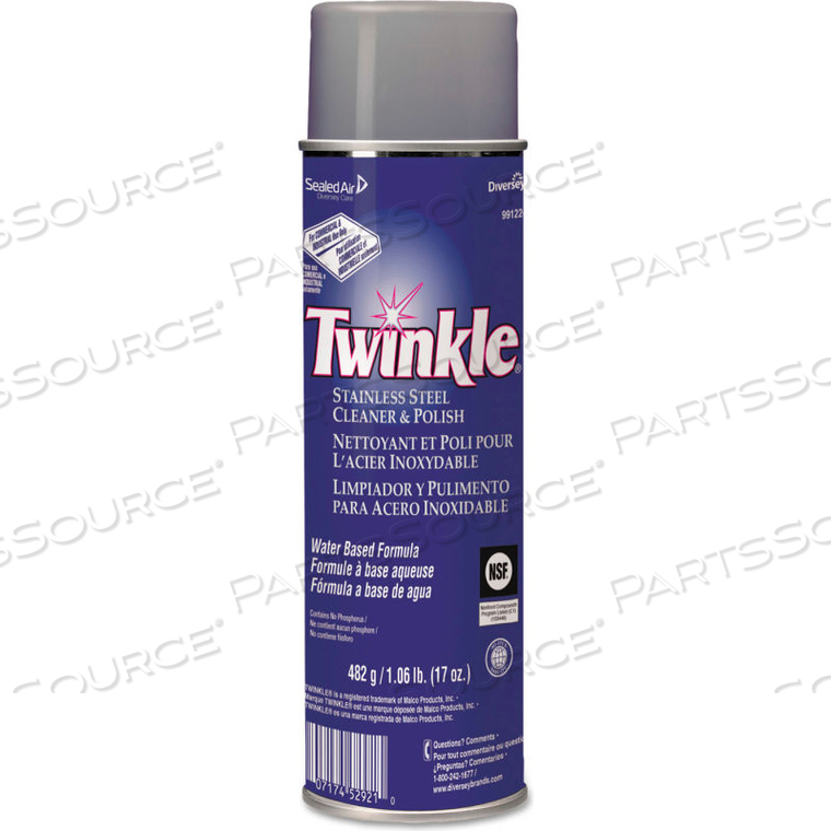 STAINLESS STEEL CLEANER & POLISH, 17OZ AEROSOL 1/CASE by Twinkle