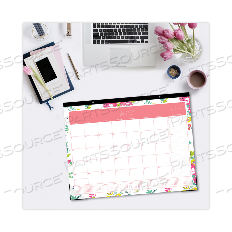DAY DESIGNER PEYTON ACADEMIC DESK PAD, FLORAL ARTWORK, 22 X 17, BLACK BINDING, CLEAR CORNERS, 12-MONTH (JULY-JUNE): 2022-2023 by Blue Sky