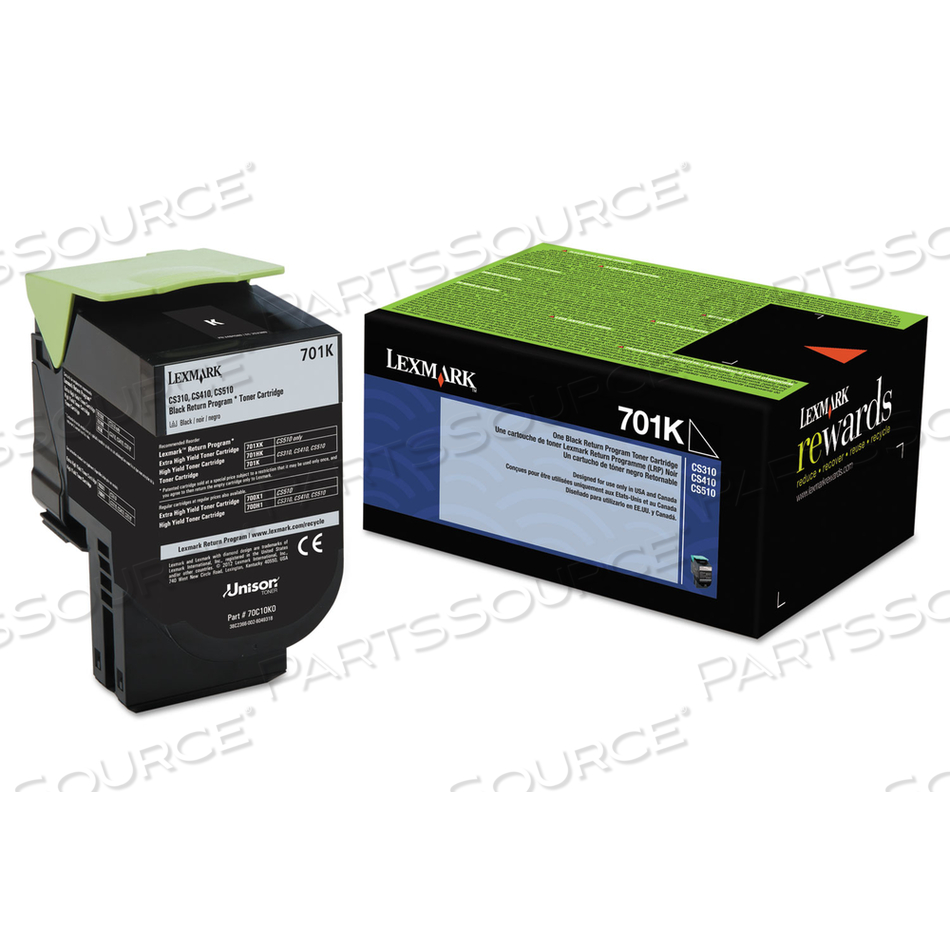 70C10K0 RETURN PROGRAM TONER, 1,000 PAGE-YIELD, BLACK by Lexmark