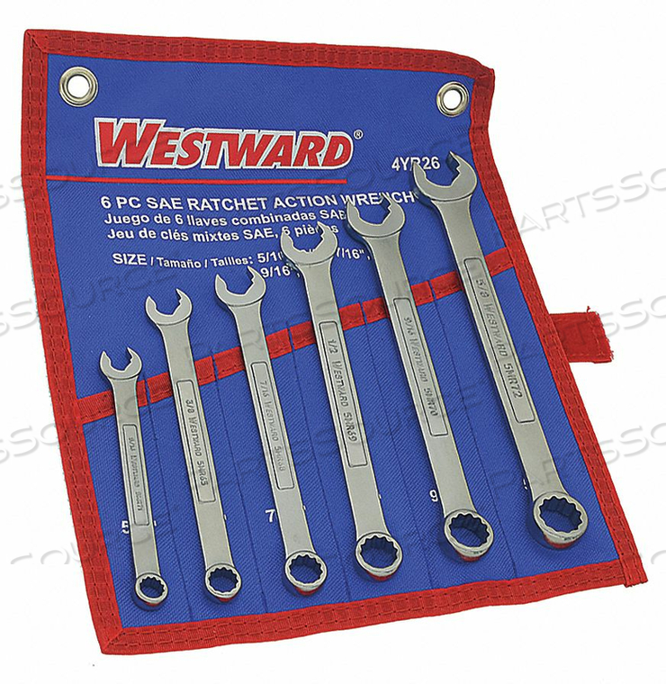 COMBO WRENCH SET RATCHET OE 5/16-5/8 6PC by Westward