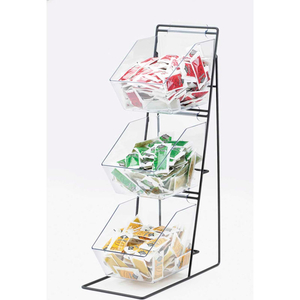 3 TIER IRON CONDIMENT DISPLAY WITH CLEAR BINS 12"W X 18"D X 22"H by Cal Mil Plastics