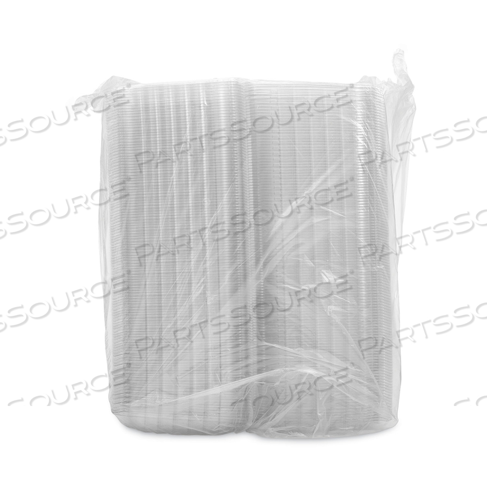 CLEARSEAL HINGED-LID PLASTIC CONTAINERS, 3-COMPARTMENT, 9.4 X 8.9 X 3, PLASTIC, 100/BAG by Dart Container Corporation CLEARSEAL HINGED-LID PLASTIC CONTAINERS, 3-COMPARTMENT, 9.4 X 8.9 X 3, PLASTIC, 100/BAG by Dart Container Corporation