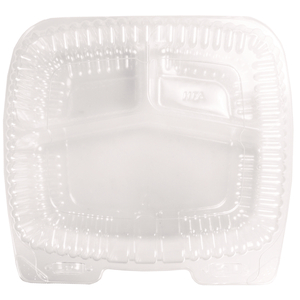 HANDI-LOCK THREE-COMPARTMENT FOOD CONTAINER, 8 X 3 X 8.87, CLEAR, PLASTIC, 250/CARTON by HFA