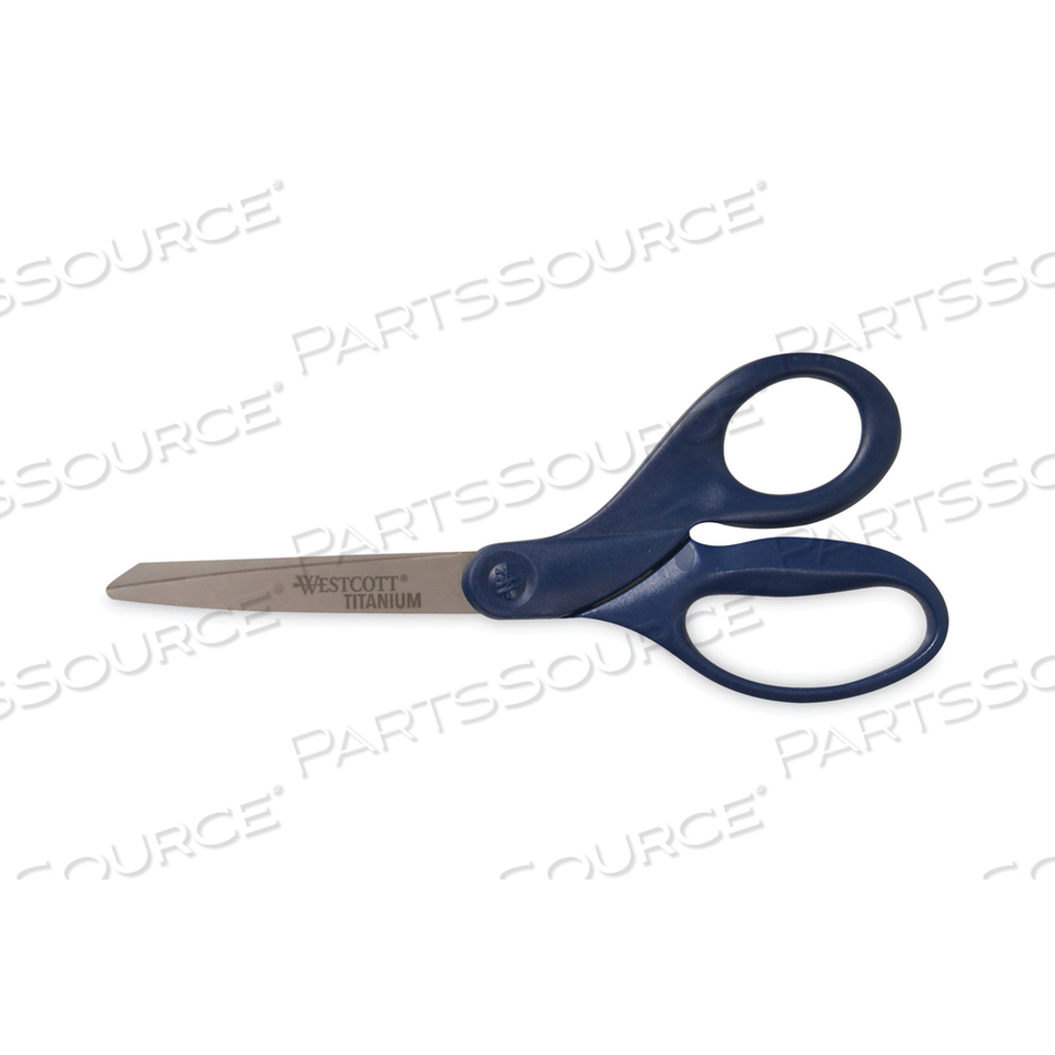 TITANIUM BONDED SCISSORS, 8" LONG, 3.5" CUT LENGTH, NAVY STRAIGHT HANDLE by Westcott TITANIUM BONDED SCISSORS, 8" LONG, 3.5" CUT LENGTH, NAVY STRAIGHT HANDLE by Westcott