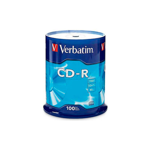 CD-R DISCS, 52X, 700MB/80MIN, BRANDED, SPINDLE, 100/PK, SILVER by Verbatim