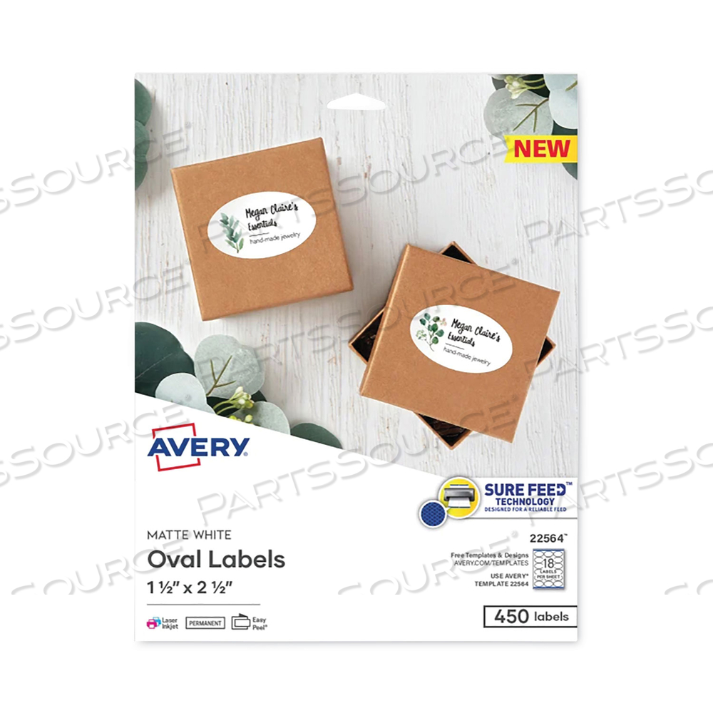 LASER/INKJET MEDIA LABELS, INKJET/LASER PRINTERS, 1.5 X 2.5, WHITE, 18 LABELS/SHEET by Avery