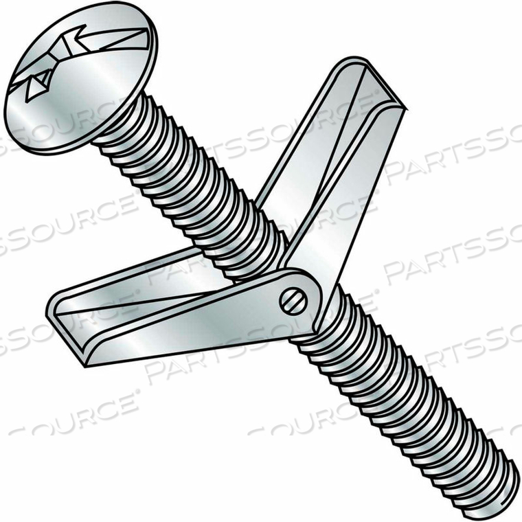 3/16X4 COMBINATION MUSHROOM HEAD TOGGLE BOLT ZINC, PKG OF 50 by Kanebridge Corporation